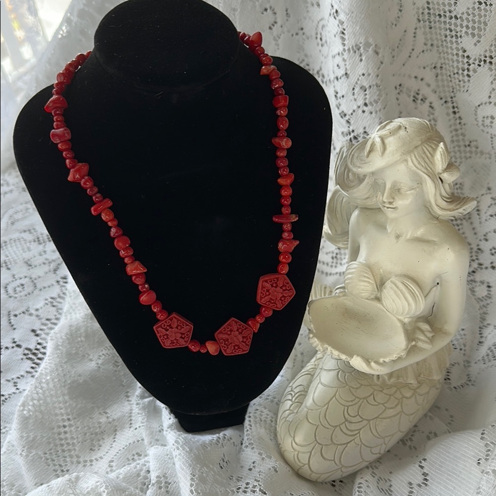 Vibrant Red Beaded Necklace